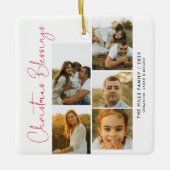 Minimal Christmas Blessings Script Family 5 Photos Keramisch Ornament (Voorkant)