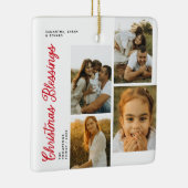 Minimal Christmas Blessings Script Family 6 Photos Keramisch Ornament (Rechts)