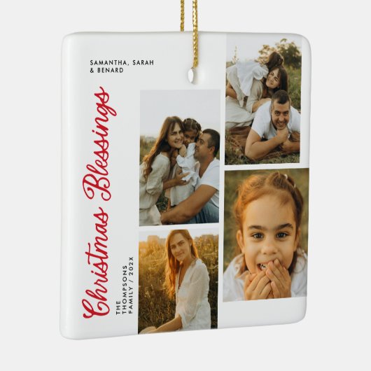 Minimal Christmas Blessings Script Family 6 Photos Keramisch Ornament (Rechts)