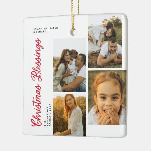 Minimal Christmas Blessings Script Family 6 Photos Keramisch Ornament (Links)
