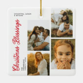 Minimal Christmas Blessings Script Family 6 Photos Keramisch Ornament (Achterkant)