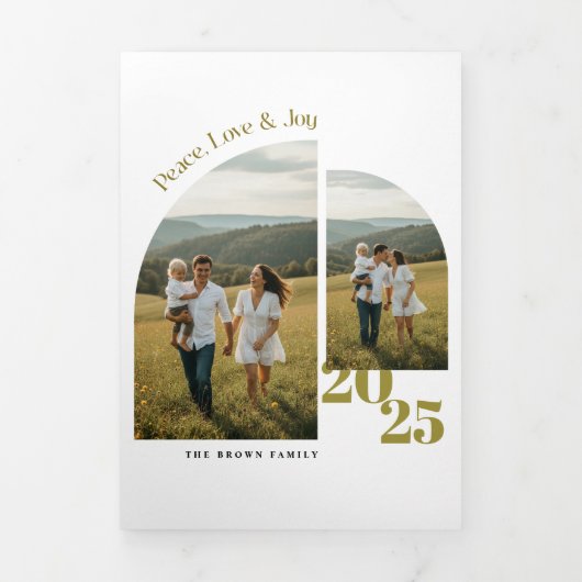 Minimal Christmas Family Arch Photo Drieluik Aankondiging (Cover)