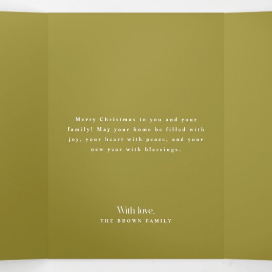 Minimal Christmas Family Arch Photo Drieluik Aankondiging (Binnenkant midden)