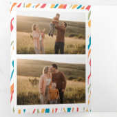 Minimal Christmas Family Photo Collage Greetings Drieluik Kaart (Binnenzijde eerst)