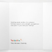 Minimal Christmas Family Photo Collage Greetings Drieluik Kaart (Binnenkant midden)