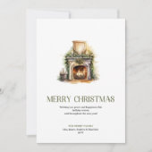 Minimal Christmas Fireplace Card Timeless Holiday  Feestdagenkaart (Voorkant)