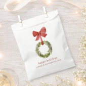 Minimal Christmas Greenery Wreath Red Bow Bedankzakje (Geknipt)