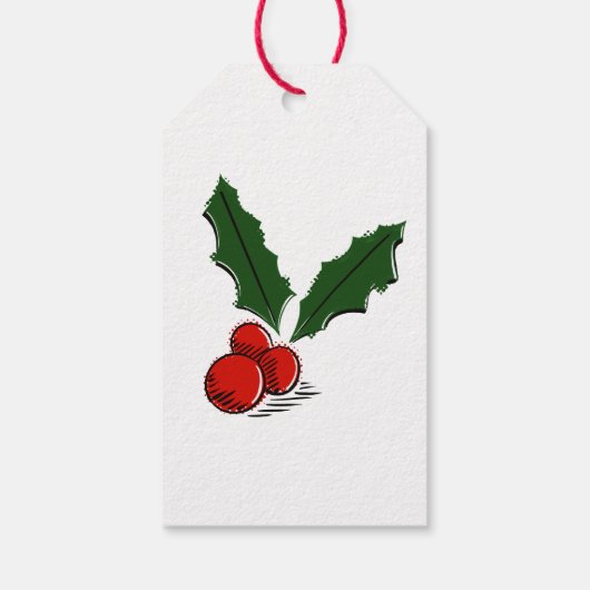 Minimal Christmas Holly Cadeaulabel (Achterkant)