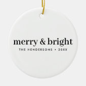Minimal Christmas | Merry and Bright Simple White Keramisch Ornament (Voorkant)