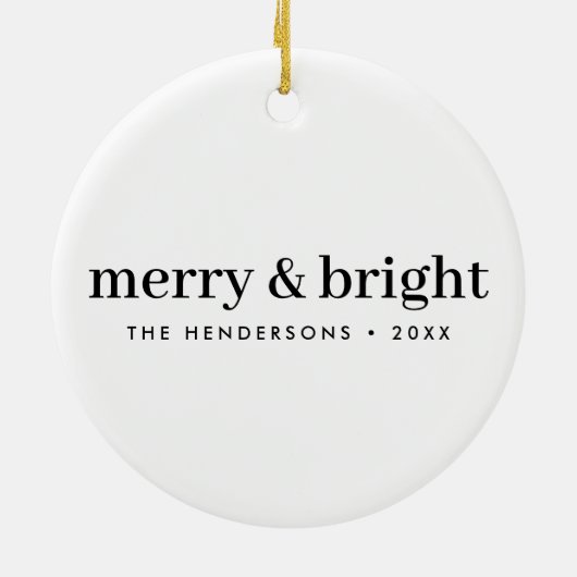 Minimal Christmas | Merry and Bright Simple White Keramisch Ornament (Achterkant)