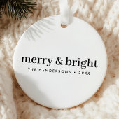Minimal Christmas | Merry and Bright Simple White Keramisch Ornament