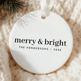Minimal Christmas | Merry and Bright Simple White Keramisch Ornament