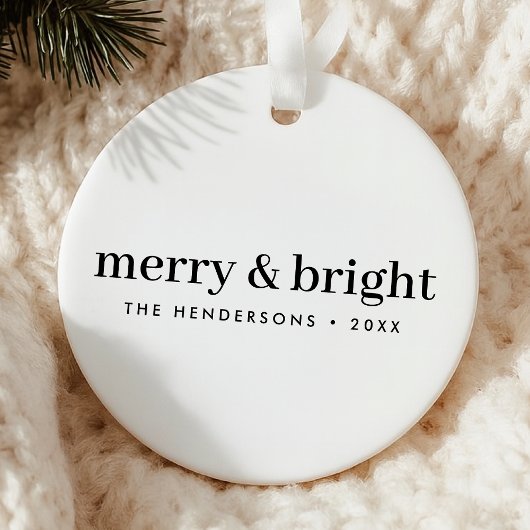 Minimal Christmas | Merry and Bright Simple White Keramisch Ornament