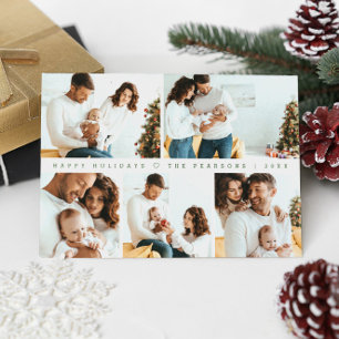 Minimal Christmas Modern Family Fotoshoot Groen Feestdagenkaart