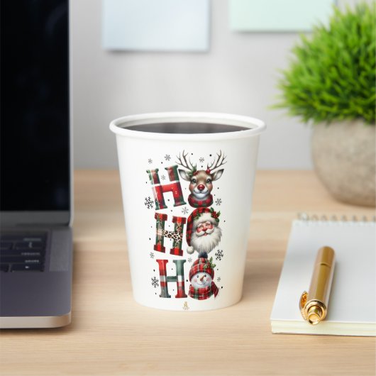 Minimal Christmas Mug | Line Art Tree | KaliraArts Papieren Bekers (Insitu)