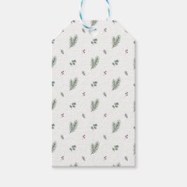 Minimal Christmas Pattern, Pine, Berries Cadeaulabel