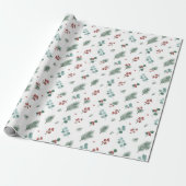 Minimal Christmas Pattern, Pine & Berries  Cadeaupapier (Uitgerold)