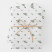 Minimal Christmas Pattern, Pine, Berries Inpakpapier Vel (In situ)