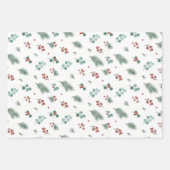 Minimal Christmas Pattern, Pine & Berries  Inpakpapier Vel (Voorkant 2)