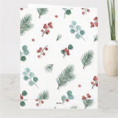 Minimal Christmas Pattern, Pine & Berries Kaart (Achterkant)