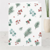 Minimal Christmas Pattern, Pine & Berries  Kaart (Voorkant)