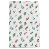 Minimal Christmas Pattern, Pine & Berries Medium Cadeauzakje (Voorkant)