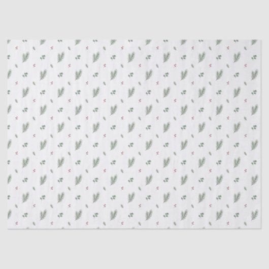 Minimal Christmas Pattern, Pine, Berries Tissuepapier (Voorkant)