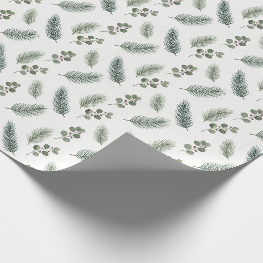 Minimal Christmas Pine Pattern, Scandi Style Cadeaupapier (Hoek)