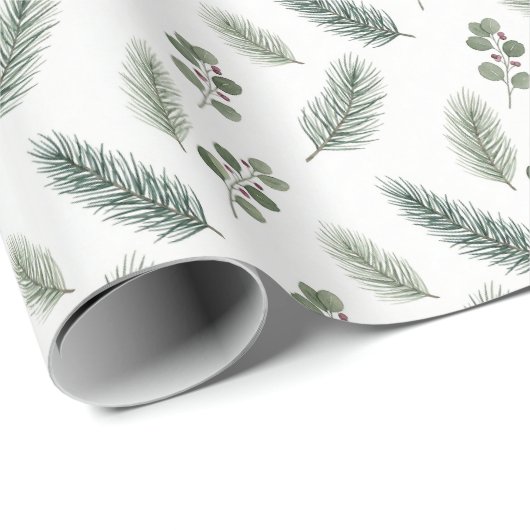 Minimal Christmas Pine Pattern, Scandi Style Cadeaupapier (Rol Hoek)