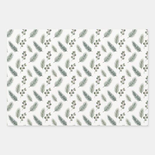 Minimal Christmas Pine Pattern, Scandi Style Inpakpapier Vel (Voorkant 3)