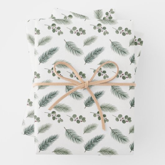 Minimal Christmas Pine Pattern, Scandi Style Inpakpapier Vel (In situ)