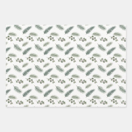Minimal Christmas Pine Pattern, Scandi Style Inpakpapier Vel