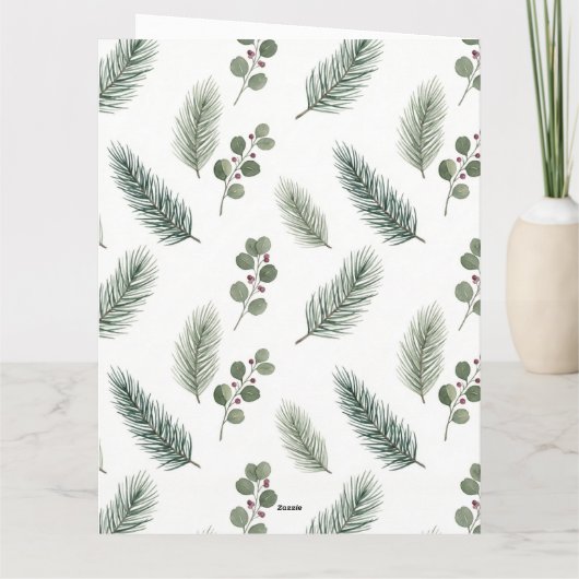 Minimal Christmas Pine Pattern, Scandi Style Kaart (Achterkant)