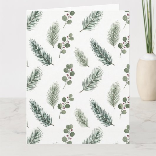 Minimal Christmas Pine Pattern, Scandi Style Kaart (Voorkant)