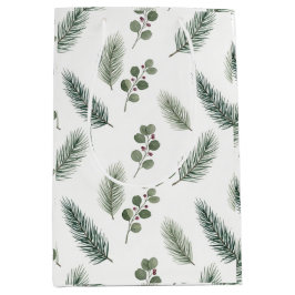 Minimal Christmas Pine Pattern, Scandi Style Medium Cadeauzakje