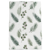 Minimal Christmas Pine Pattern, Scandi Style Medium Cadeauzakje (Achterkant)