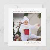 Minimal Christmas White Gold Happy Holidays Photo Feestdagenkaart (Achterkant)