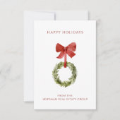 Minimal Christmas Wreath Corporate Holiday Kaart (Voorkant)