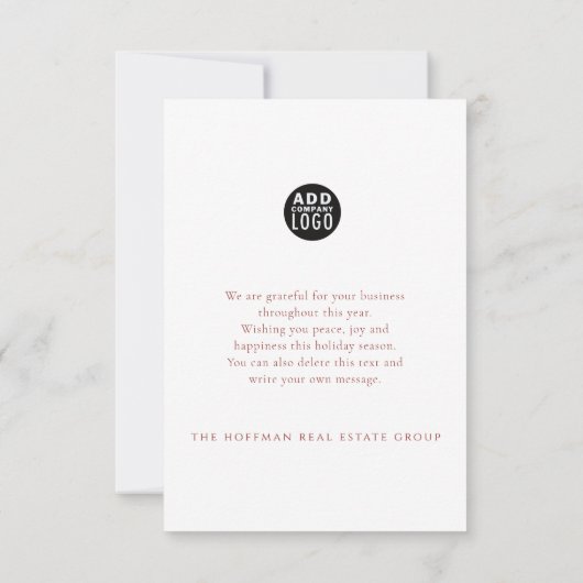 Minimal Christmas Wreath Corporate Holiday Kaart (Achterkant)