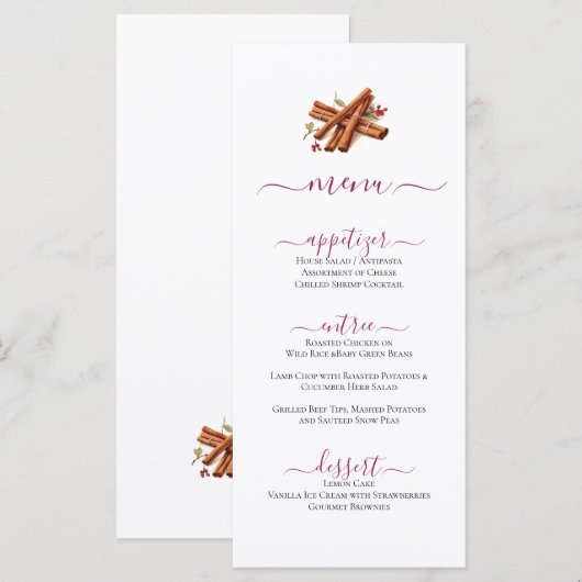Minimal Cinnamon Sticks Design Menu (Voorkant / Achterkant)