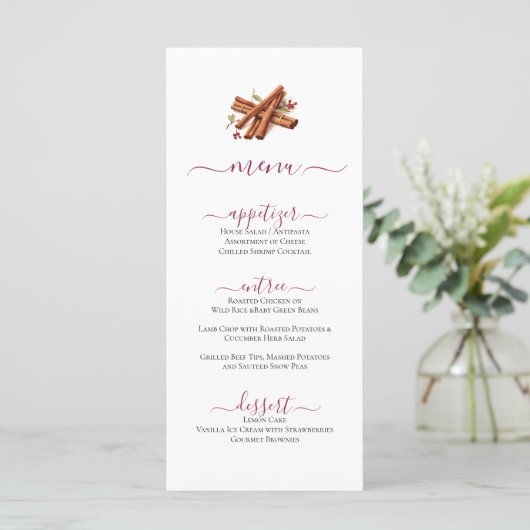 Minimal Cinnamon Sticks Design Menu (Staand voorkant)