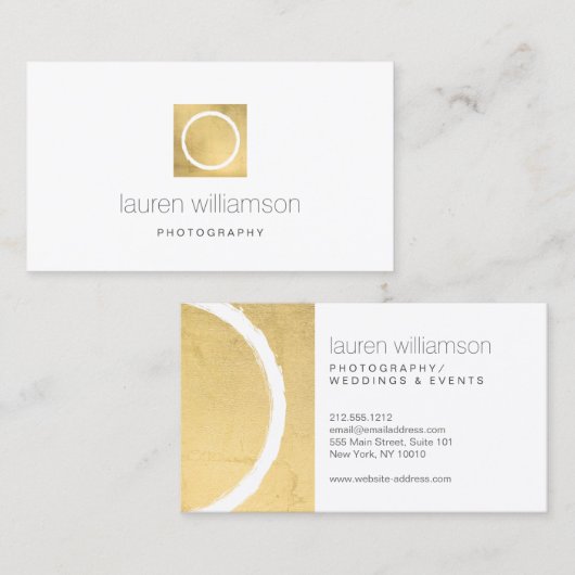 Minimal Circle Camera Lens Gold Photography Logo Visitekaartje (Voorkant / Achterkant)