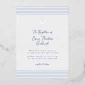 Minimal classic blue baptism Foil Invitation Folie Uitnodiging (Voorkant)