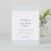 Minimal classic blue baptism Foil Invitation Folie Uitnodiging (Staand Voorkant)
