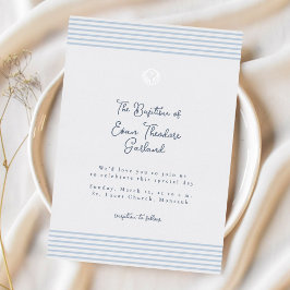 Minimal classic blue baptism Foil Invitation Folie Uitnodiging