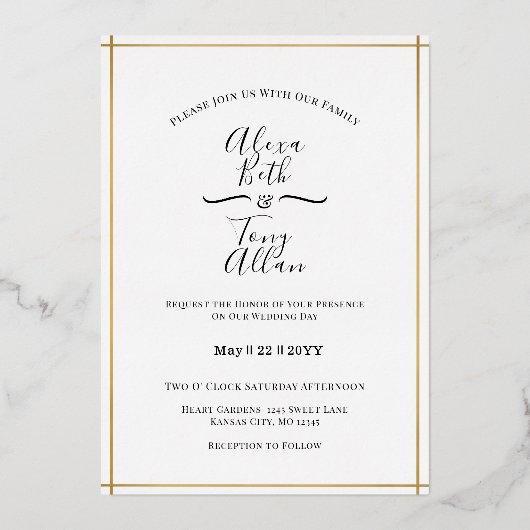 MInimal Classic Custom Gold Foil Folie Uitnodiging (Voorkant)