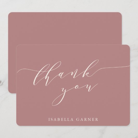 Minimal Classic Dusty Roos Vrijgezellenfeest Custo Bedankkaart (Voorkant / Achterkant)