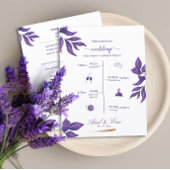 Minimal Classic Elegant Paarse bruiloft programma