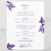 Minimal Classic Elegant Paarse bruiloft programma (Achterkant)