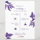 Minimal Classic Elegant Paarse bruiloft programma (Voorkant)